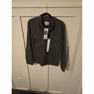 Lucky Brand Men's Raven Grey Twill Button-Down Utility Shirt Jacket NWT